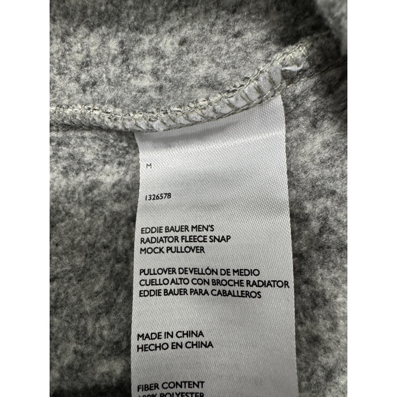 Eddie Bauer Fleece Snap Mock Pullover Gray Quarterzip Long Sleeve Sweater M - Picture 5 of 7